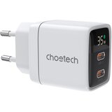 Choetech Majhen, zmogljiv omrežni polnilnik GaN 2x USB-C PD 35 W z belim zaslonom, (21580925) | Shoptok.si