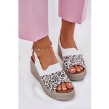 ARTIKER Womens Sandals Made Of Natural Leather On Wedge White Cene