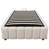 Lumor Postelja s predalom oblazinjena z linom - 90x200 cm - brez naslona za glavo - bež, (22155946) | Shoptok.si