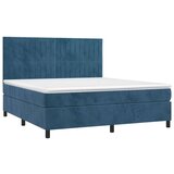 vidaXL Krevet box spring s madracem LED tamnoplavi 160x200 cm baršun | shoptok.hr