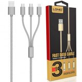 Ldnio usb kabal LC85 3in1 za iphone lightning/2xmicro 1.2m srebrni | ePonuda.com