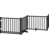  Vrata za pse s vratašcima 8 panela sklopiva 640 cm drvo topole Crna 80 x 60 x 2 cm | shoptok.hr