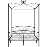  Posteljni okvir z ogrodjem za baldahin črn kovinski 120x200 cm, (20644534) | Shoptok.si