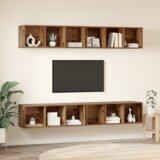 vidaXL TV Kabinet za Zid s policom 4 pcs Staro drvo 37 x 37 x 107.5 cm | shoptok.hr