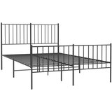 Metalni okvir kreveta uzglavlje i podnožje crni 120x200 cm | shoptok.hr