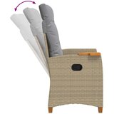 Fotelja za ležanje s pločom za čaj 62 x 64 x 112 cm poliratan - bež i svjetlosiva | shoptok.hr