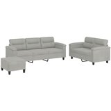  3-dijelni set sofa s jastucima svjetlosivi od mikrovlakana | Eponuda.com