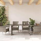  Vrtni stol sa staklenom pločom sivi 190x80x74 cm od poliratana Siva | Shoptok.si