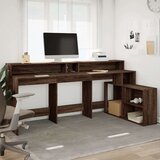 vidaXL Radni stol LED svjetlima smeđa boja hrasta 200x104x91cm drveni | shoptok.hr