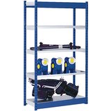 hofe Stabilni sestavljivi regal, enostranski, višina regala 2000 mm, modra/pocinkano, širina police 1025 mm, osnovni regal, širina x globina 1025 x 40 | Shoptok.si
