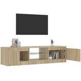 TV ormarić s LED svjetlima boja dimljenog hrasta 140x40x36 cm | Eponuda.com