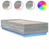 Maison Chic Posteljni okvir - Enojna postelja - Postelja za odrasle z LED lučkami siva sonoma 90x200 cm inž. les, (21697284) Cene