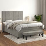 vidaXL Box spring postelja z vzmetnico svetlo siv 140x190 cm žamet | Shoptok.si