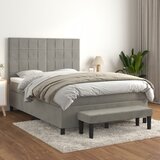 vidaXL Krevet s oprugama i madracem svjetlosivi 140x190 cm baršunasti | shoptok.hr