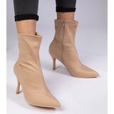 Gemre Beige satin-finish stiletto ankle boots Sanoris | ePonuda.com
