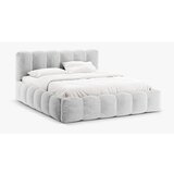 Micadoni Home Svijetlo sivi tapecirani bračni krevet s prostorom za odlaganje s podnicom 200x200 cm Lupine – Cijene