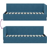 vidaXL Kotna postelja z vzglavjem Modra 80 x 200 cm Žamet | Shoptok.si