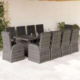 vidaXL 11-dijelni vrtni blagovaonski set s jastucima poliratan sivi | shoptok.hr