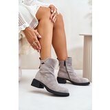 VINCEZA Warm Women's Boots Made Of Natural Suede With Zipper Gray 66696 Cene