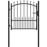  Vrata za ogradu sa šiljcima čelična 100 x 100 cm crna | shoptok.hr