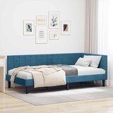  Kutni okvir kreveta s uzglavljem Plava 90 cm x 200 cm Baršun | shoptok.hr