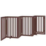 vidaXL Ograda za pse z vrati zložljiva 6panelov rjava 300cm topolovina | Shoptok.si