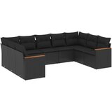  9-dijelni set vrtnih sofa s jastucima crni od poliratana | shoptok.hr