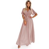 numoco basic Long dress with a pleated neckline and Numoco ties | Shoptok.si