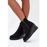 Boto Insulated Ankle Boots On Wedge Made Of Eco Suede Black Mavona | Shoptok.si