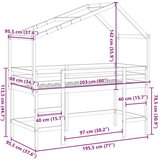  Krevet na kat s ljestvama i krovom bijeli 90x190 cm od borovine | shoptok.hr