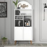 Hanah home komoda lyon 80 - white, walnut whitewalnut coffee bar cabinet Cene
