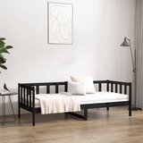  Dnevni ležaj crni 90 x 190 cm od masivne borovine | shoptok.hr