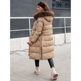 DStreet Women's winter quilted jacket with fur STYLEBELLA beige | shoptok.hr