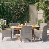  7-dijelni vrtni blagovaonski set s jastucima sivi | shoptok.hr
