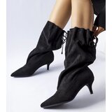 Gemre Black slip-on stiletto boots eco-suede Sulo | Shoptok.si