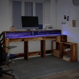  Radni stol s LED svjetlima boja starog drva 200x104x91cm drveni | shoptok.hr