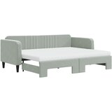 The Living Store Izvlečna dnevna postelja z vzmetnico sv. siva 80x200 cm žamet - Izvlečna Dnevna Postelja, (21489912) | Shoptok.si