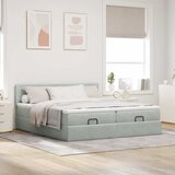  Okvir kreveta s madracima svijetlosivi 200x200cm baršunasti | shoptok.hr