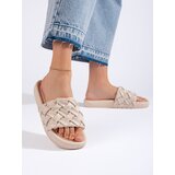 Shelvt Braided beige women's flip-flops | shoptok.hr