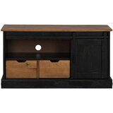 vidaXL TV ormarić HALDEN s kliznim vratima crni 110x40x60 cm puno drvo | shoptok.hr