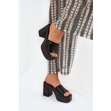 Boto Women's Eco Leather Slide Sandals With Heel And Platform Black Tamirella | Shoptok.si