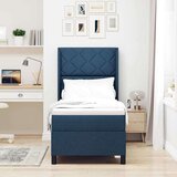 vidaXL Postelja s vzmetnico Modra 90x190 cm Tkanina, (22050251) | Shoptok.si