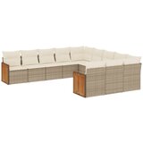  The Living Store Vrtna sedežna garnitura 11-delna z blazinami bež poli ratan - Vrtna Sedežna Garniture, (21453209) | Shoptok.si