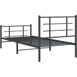 vidaXL Kovinski posteljni okvir z vzglavjem in vznožjem črn 90x200 cm | Shoptok.si