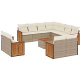 vidaXL 12-dijelni set vrtnih sofa od poliratana s jastucima bež | shoptok.hr