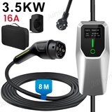 JUNSUN Tip 2 EV električni avtomobilski polnilni kabel – 3.5kW, nastavljiv tok, LCD zaslon, prenosni polnilnik 8 m z vtičem Schuko 6-16A IP67, (5000035264) Cene