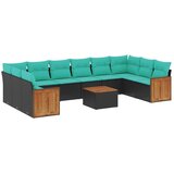 vidaXL 11-dijelni vrtni set s jastucima crni poliratan - Crna Sa stolom 1 | shoptok.hr