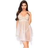 Penthouse Lingerie Naughty Doll - asimetrična čipkasta haljina s tangama (bijela) | shoptok.hr