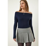 Happiness İstanbul Women's Navy Blue Boat Neck Knitted Blouse cene