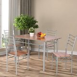  5-dijelni set za blagovanje kuhinjski stol s 4 stolice blagovačka grupa s visokim naslonima orah | shoptok.hr